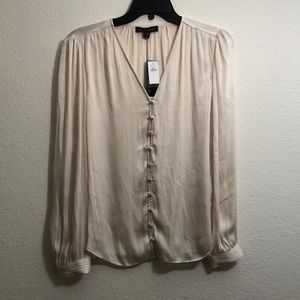 Satin white cream banana republic blouse
